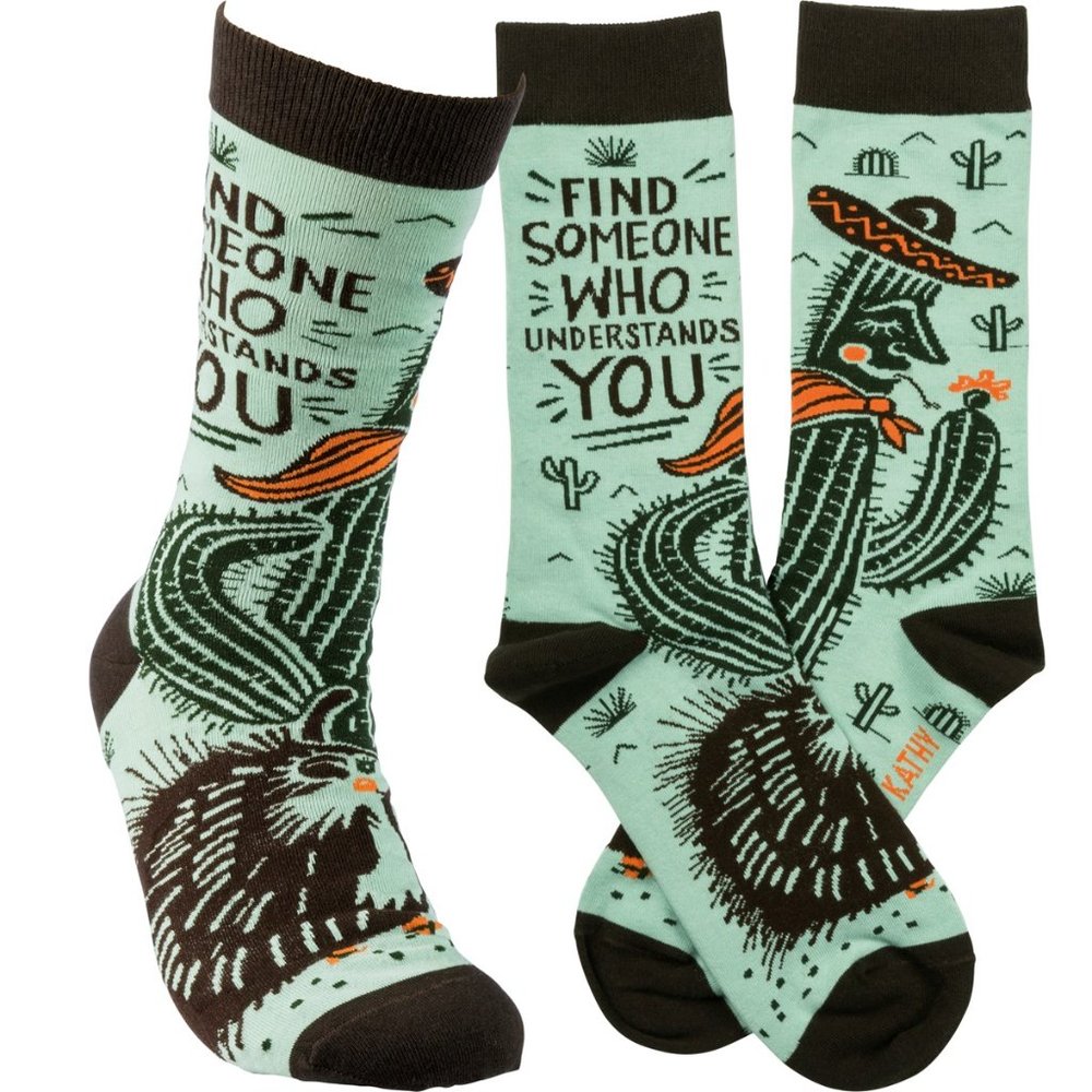 5/$20 Find someone who understands you cactus socks